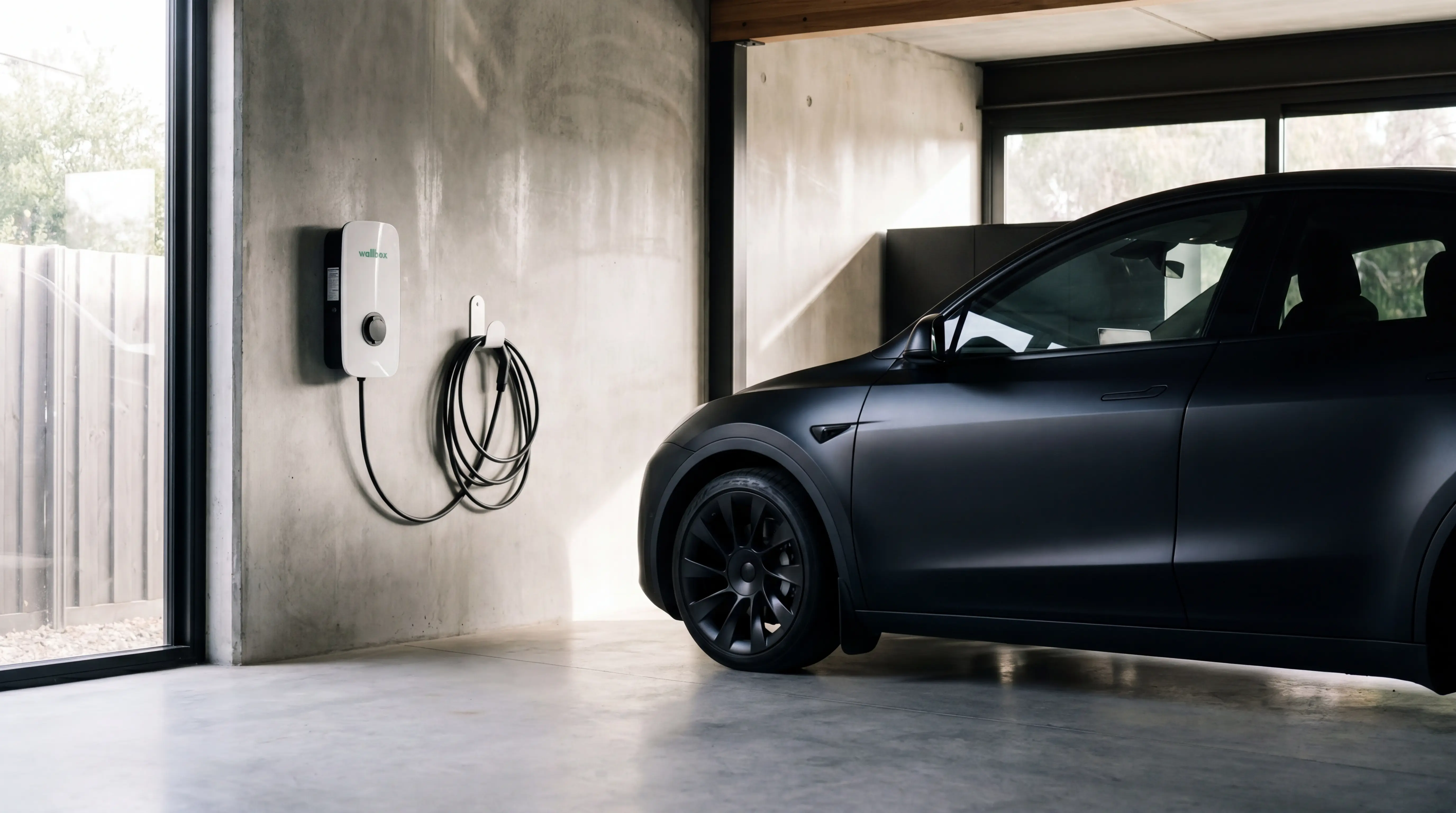 EV charger installed in a residential Brisbane garage by licensed electrician